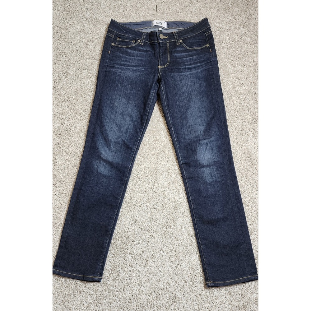 PAIGE Kylie Crop Jeans Size 27 Stream Wash Mid Rise Ankle Slim Straight